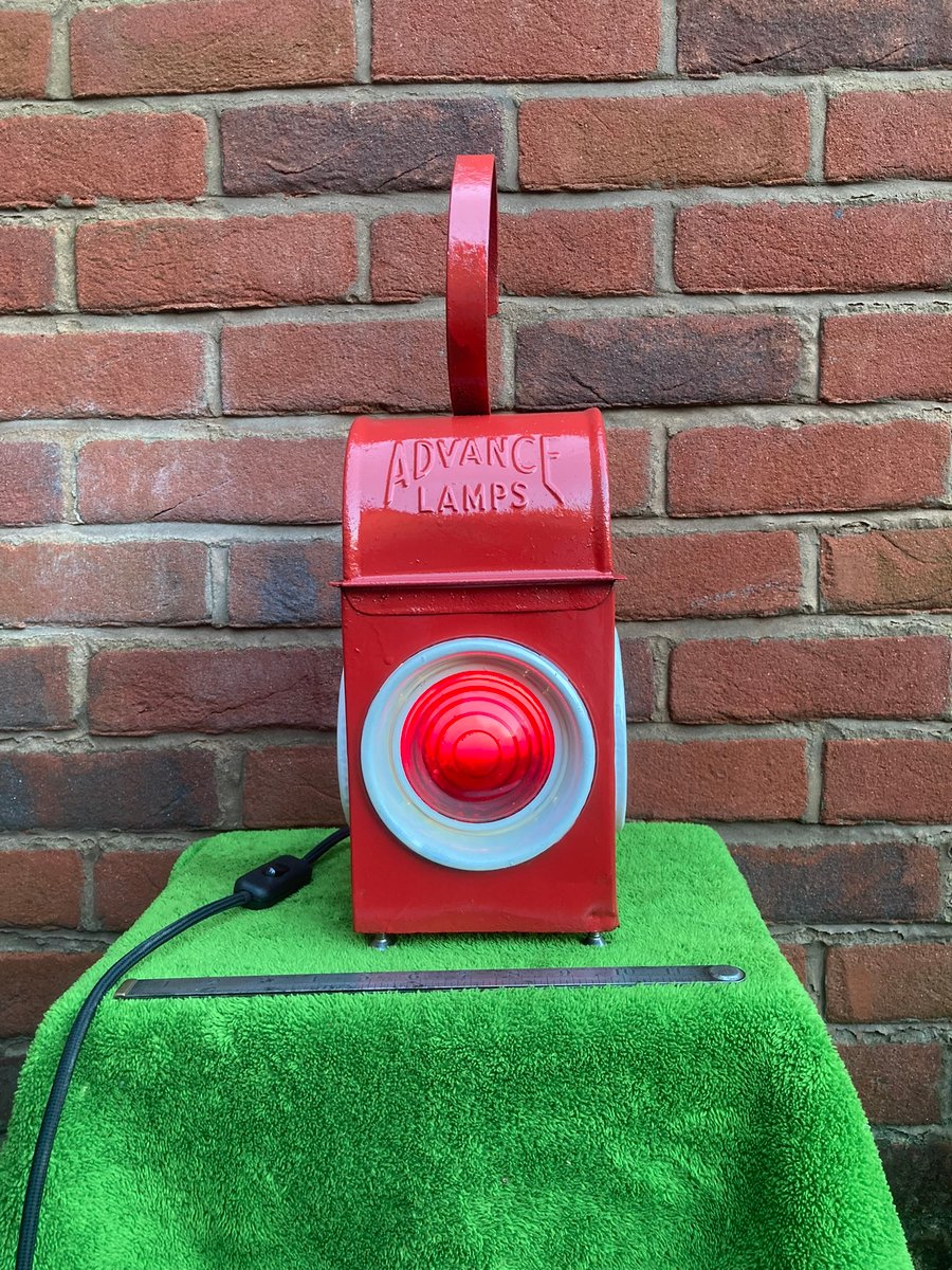 Road Works Table Lamp, Upcycled Vintage Warning Lantern