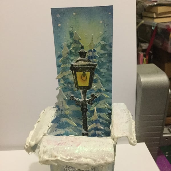 Handmade Luxury Pop-Up 3D Narnia Lampost Themed Card with Envelope