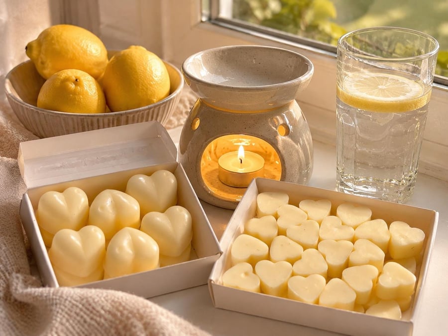 Handmade Lemon Heart Wax Melts, Meyer Lemon, Vanilla, Citrus Bakery Scent, Vegan