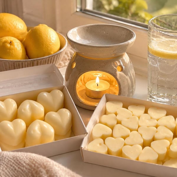 Handmade Lemon Heart Wax Melts, Meyer Lemon, Vanilla, Citrus Bakery Scent, Vegan