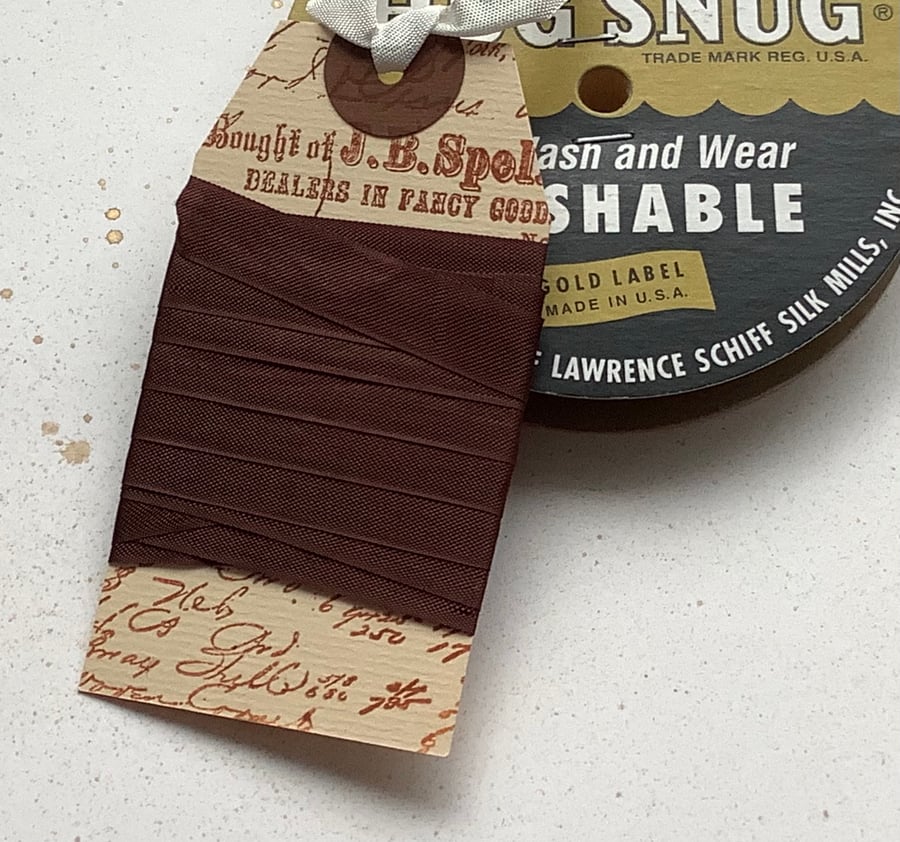 VINTAGE-style ribbon. 4 yds. Silky seam binding . Chocolate. Brown . 