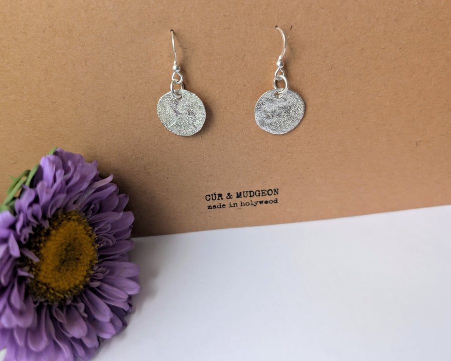 .999 Fine Silver Flat Disc Drop Earrings