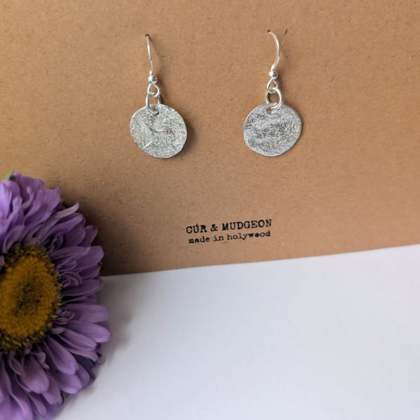 .999 Fine Silver Flat Disc Drop Earrings