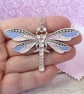 Lilac and pink dragonfly pendant, handpainted necklace for women - Image 2