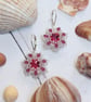 Fuchsia and Silver Beaded Crystal Earrings - Image 4