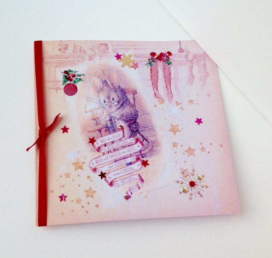 Christmas Cards,PK of Five,Handmade 'Twas the Night Before Xmas'personalised