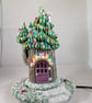 Ceramic Xmas Christmas Snowy Conifer Tree Cottage House Table Lamp Decoration.   - Image 1