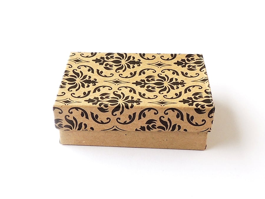 Gift Box, Brown Damask Pattern, Kraft Gift Box, Jewellery or Small Items (GB03)
