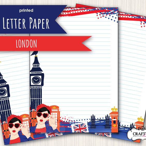 Letter Writing Paper with a London, UK theme, British stationery