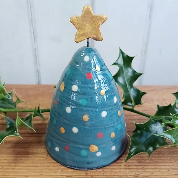 Small green teal Christmas tree ornament