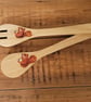 Wooden Salad Servers Decorated With Squirrels - Image 2