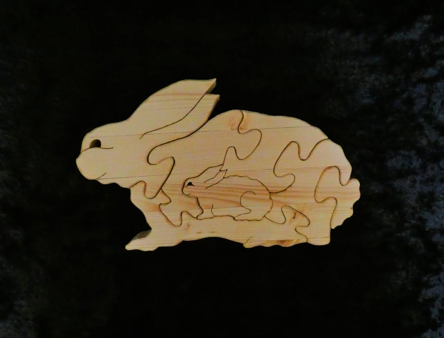 Quirky Wooden Rabbit Jigsaw Puzzle