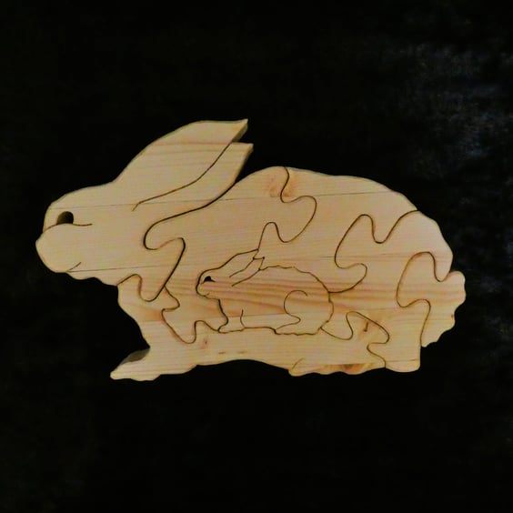Quirky Wooden Rabbit Jigsaw Puzzle