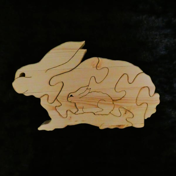 Quirky Wooden Rabbit Jigsaw Puzzle