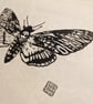 Death Moth in Black - Original Lino Print - Image 5