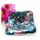 Fused Dichroic Glass Trinket Dish Aqua Pink 