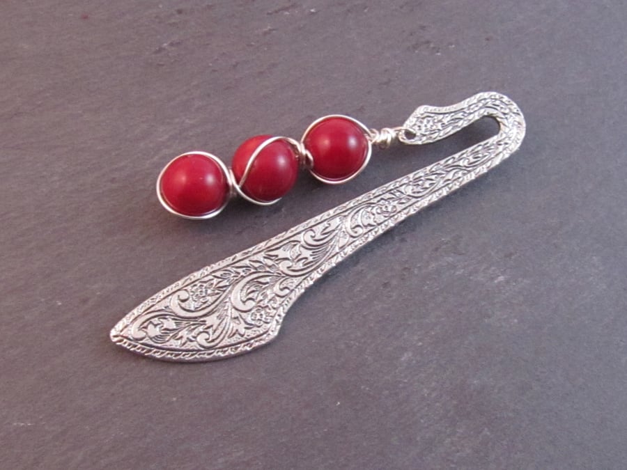 Red Jasper Bookmark, Wire Wrapped Bookmark, Red Bookmark
