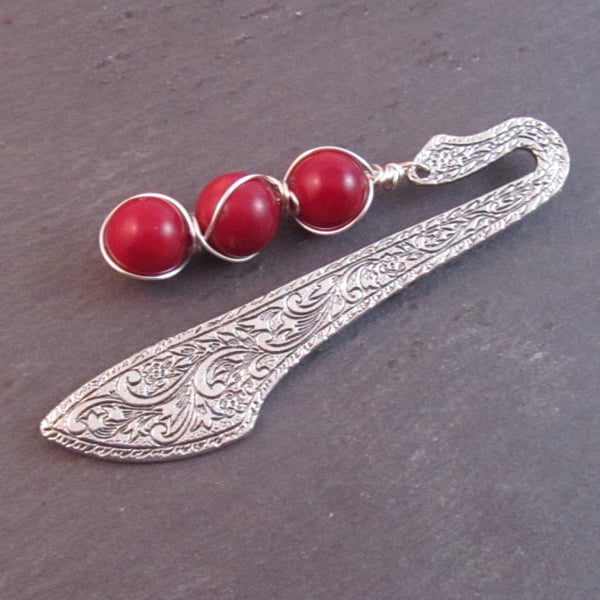 Red Jasper Bookmark, Wire Wrapped Bookmark, Red Bookmark