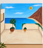 Terrace by the ocean  — Original costal Painting  - Image 2