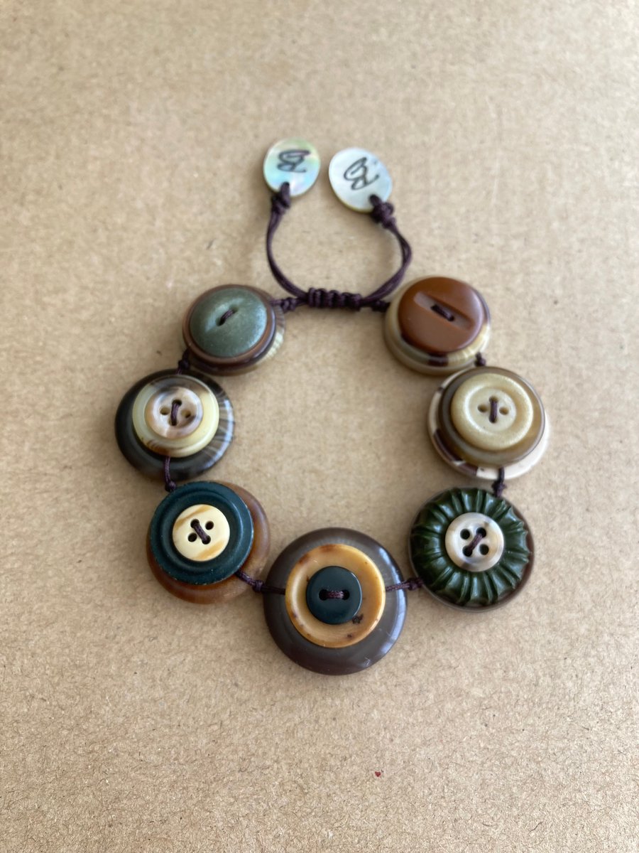 Safari Colour Palette - Vintage Button Adjustable Bracelet