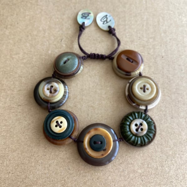 Safari Colour Palette - Vintage Button Adjustable Bracelet