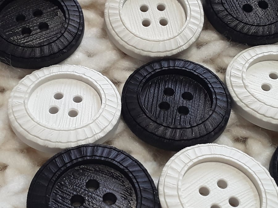 Vintage Casein 54L,  34.5mm   1 & 3 8" Undyed and Black Buttons