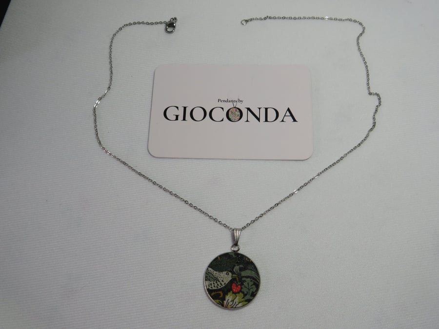 Hand Crafted Pretty Pendant - Made Using Liberty Print Fabric  