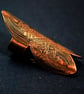 medieval etched shield ring - copper ring - armour ring - Image 1