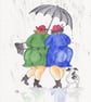 Best Friends walking the Dog together in the rain. Original Painting - Image 4