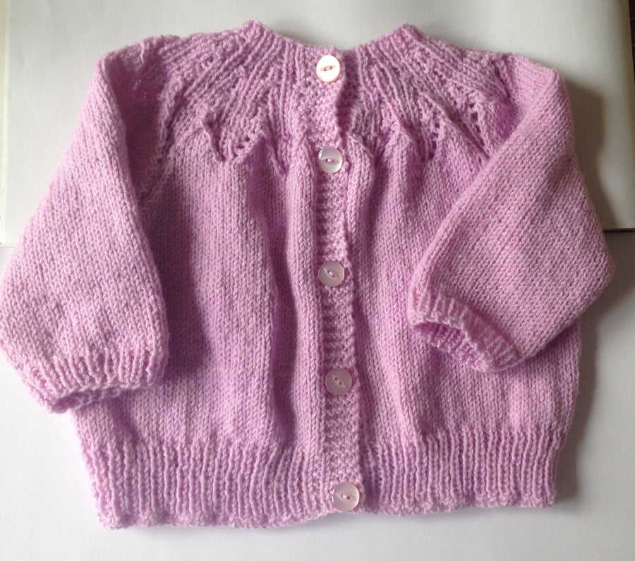 3-6 months hand knitted pink cardigan