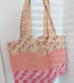 Handmade Crochet Tote Bag – Pink & Cream