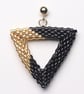 Gold and Black Triangle Beaded Earrings - Image 4