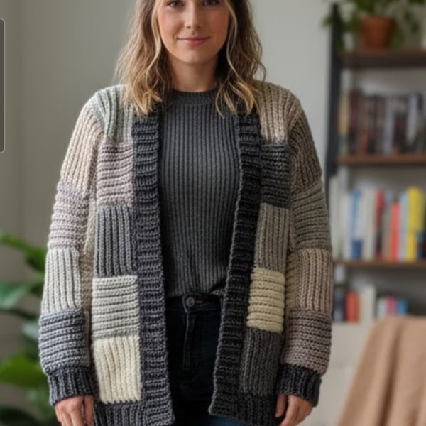 Bespoke Custom Order for Crochet Patchwork Cardigan 