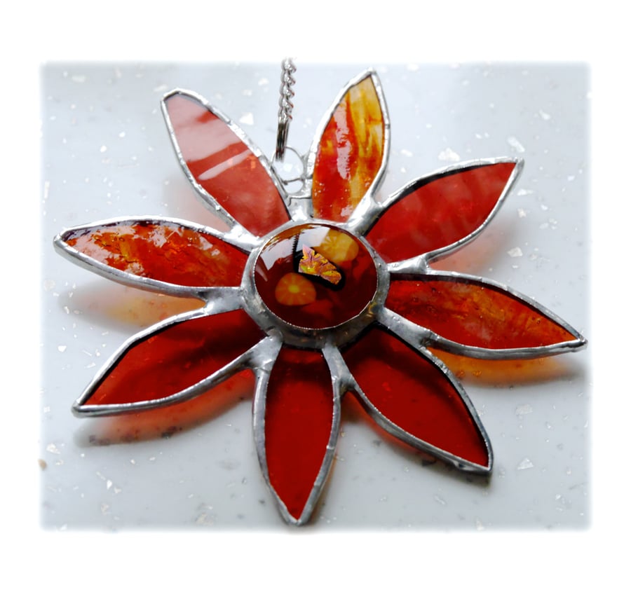 Gerbera Suncatcher Stained Glass Amber Flower 013 Folksy