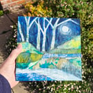 "Moonlight at Scandale Beck"  a landscape mixed media & collage