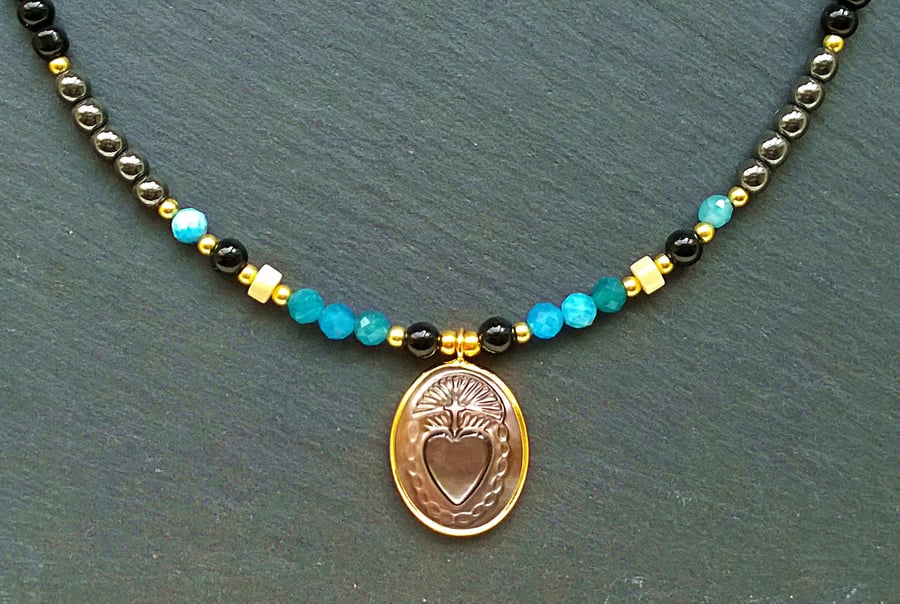 Sacred Heart Pendant Necklace, Catholic Necklace
