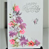 hand painted floral Birthday card ( ref F 542)