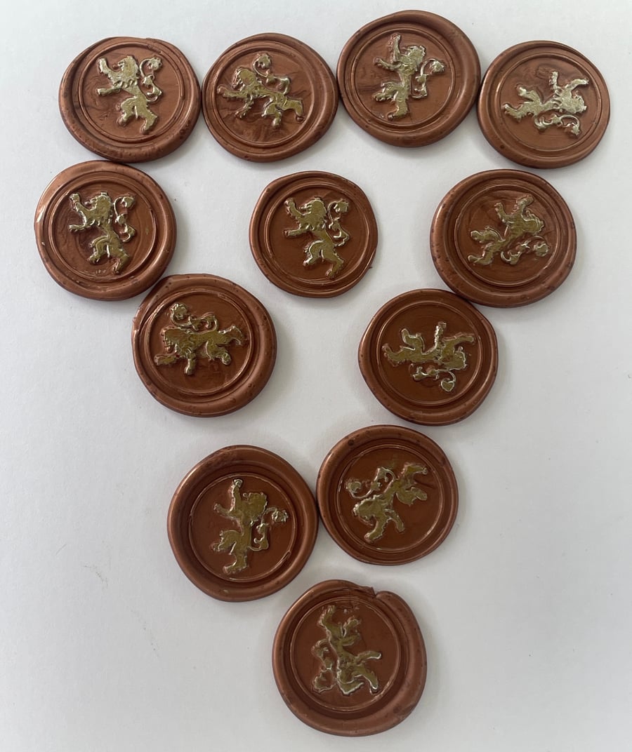 Rampant lion bronze coloured 12 wax seals