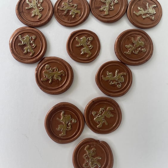 Rampant lion bronze coloured 12 wax seals