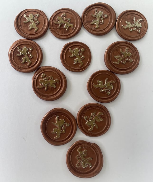 Rampant lion bronze coloured 12 wax seals