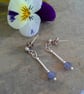 Designer Dainty Tanzanite 'Grade AA'  Dangle Sterling Silver Earrings - Image 2