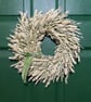 Natural Dried Wheat & Pampas Wreath – Sage Green Velvet Ribbon Scandi Decor