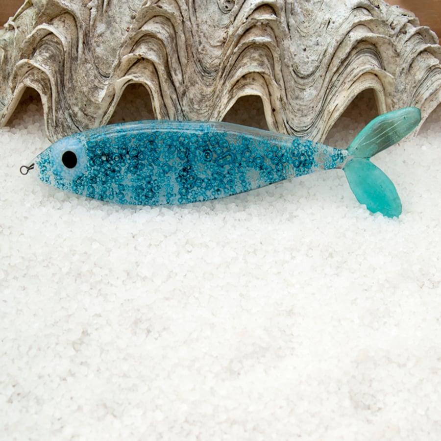 Fused Glass Bubbly Fish Decoration
