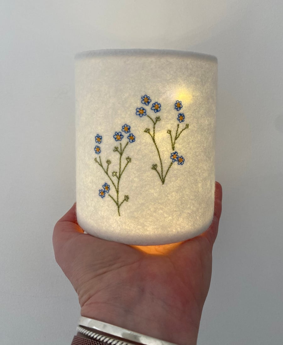Embroidered Forget-me-not Lantern