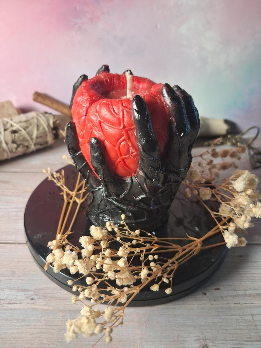 Decorative Hand Painted Heart in Hand Candle