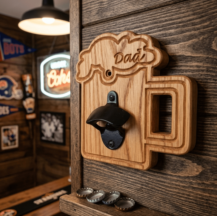 Personalised Oak Beer Glass Bottle Opener