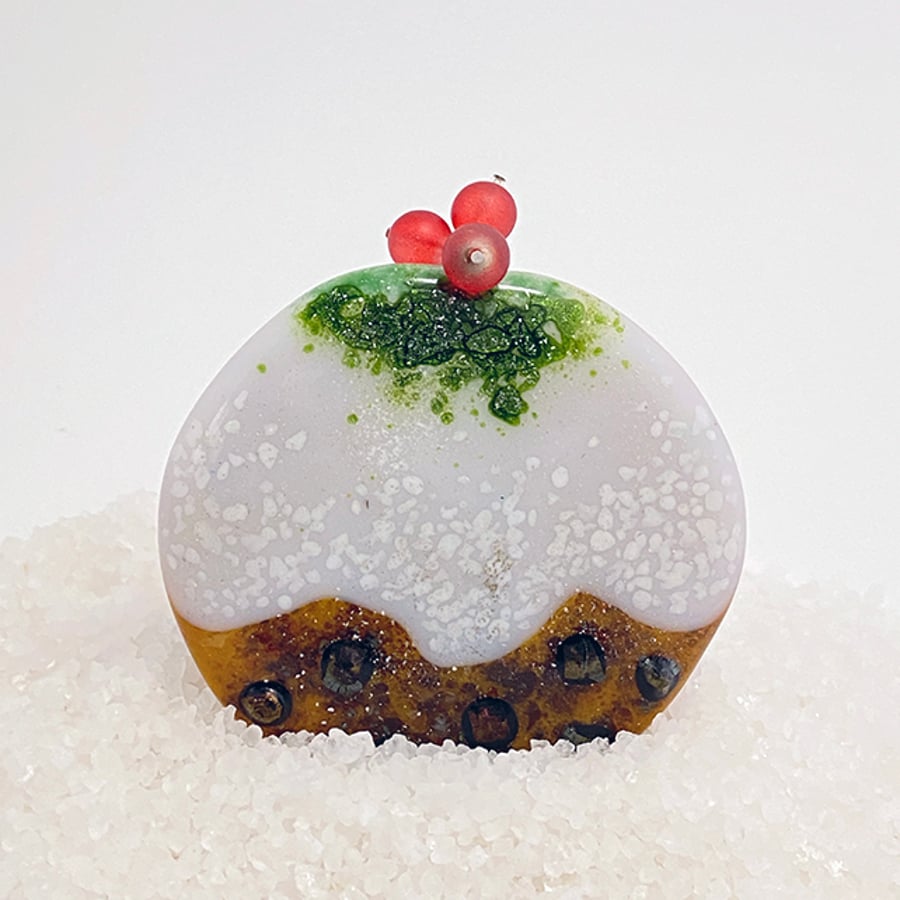 Fused Glass Christmas Pudding Decoration