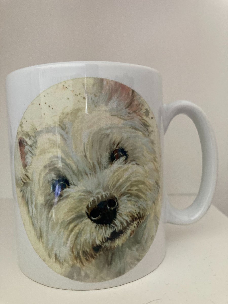 Westie  Round design  Mug ,coffee mug ,dog design. Free P&P