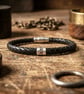Personalised Leather Bracelet with Hand Stamped Sterling Silver Ring - Image 2