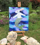 Merbunny Painting Mermaid Bunny Rabbit Fusion Original Fantasy Picture  - Image 1